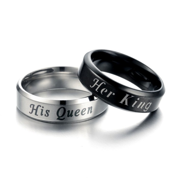 Her King His Queen Simple and Stylish Stainless Steel Men's Ring - Perfect for Any Occasion