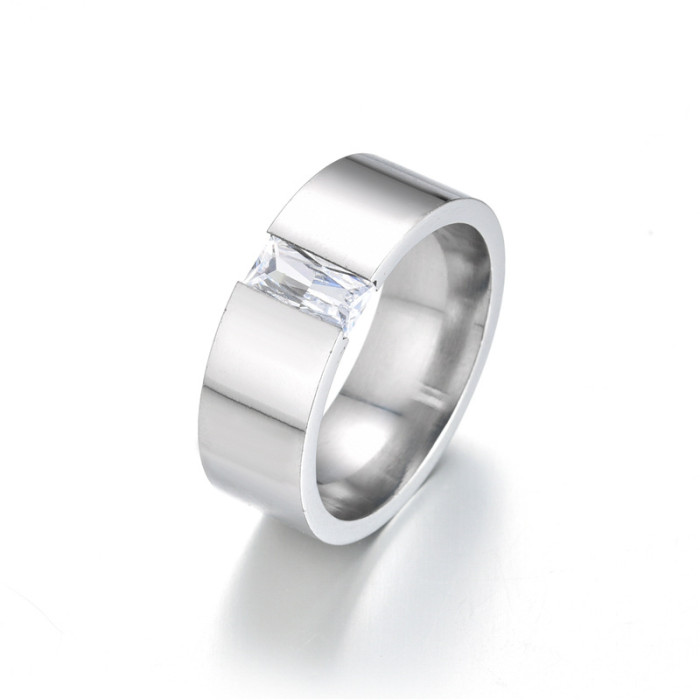 Zirconia Sleek Stainless Steel Men's Ring - A Must-Have for Modern Men