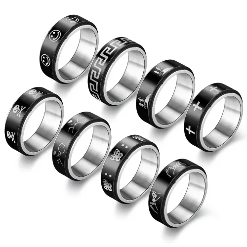 Rotating Ring Decompression Ring Cool and Edgy Stainless Steel Men's Ring - Ideal for Hip Men