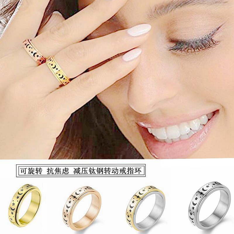 Simple Stainless Steel Female Anti-Anxiety Stress Reduction Rotation Men's Ring - Perfect for Everyday Wear