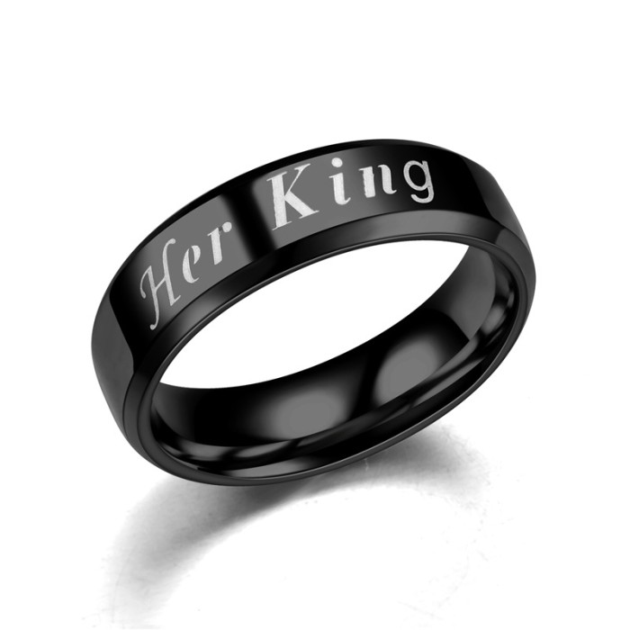 Her King His Queen Simple and Stylish Stainless Steel Men's Ring - Perfect for Any Occasion