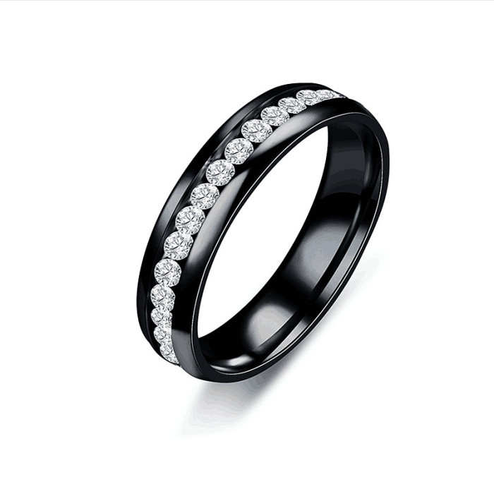 Elegant Stainless Steel Ring with Cubic Zirconia Accents - A Touch of Glamour