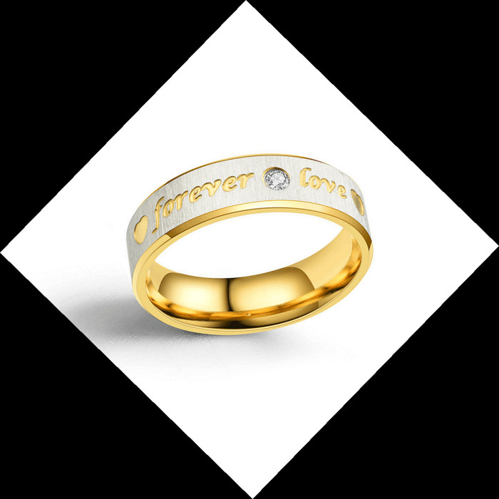 Forever LOVE  Engagement Rings Contemporary Stainless Steel Ring with Textured Finish - A Modern Twist on A Classic Style