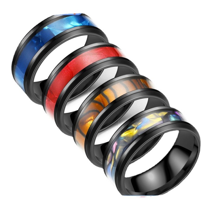 Men's Rings Contemporary Stainless Steel Geometric Ring with Black Ion Plating - Trendy and Modern