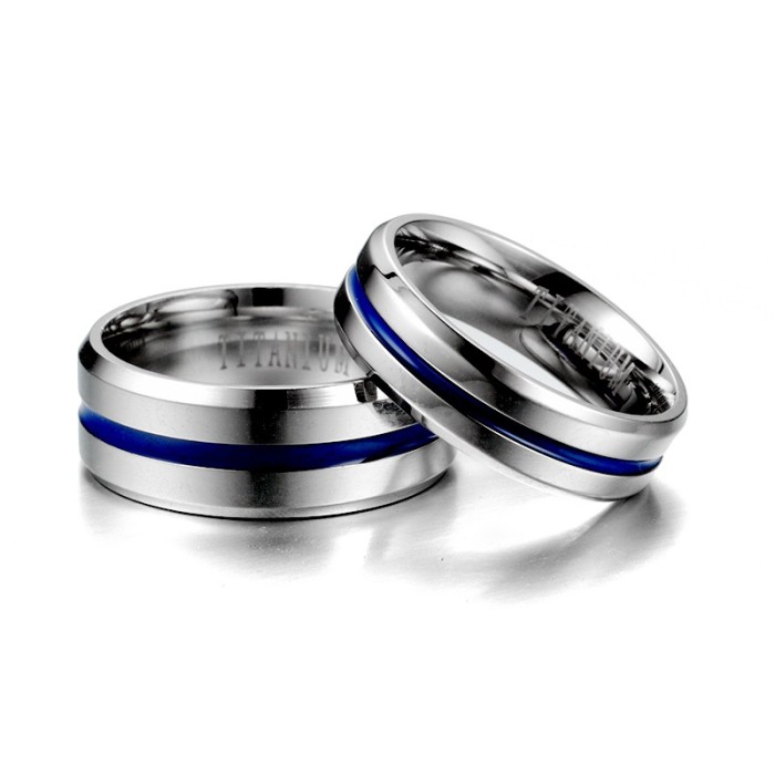 Blue titanium steel Durable Stainless Steel Ring with Comfort Fit Design - Ensuring Maximum Comfort