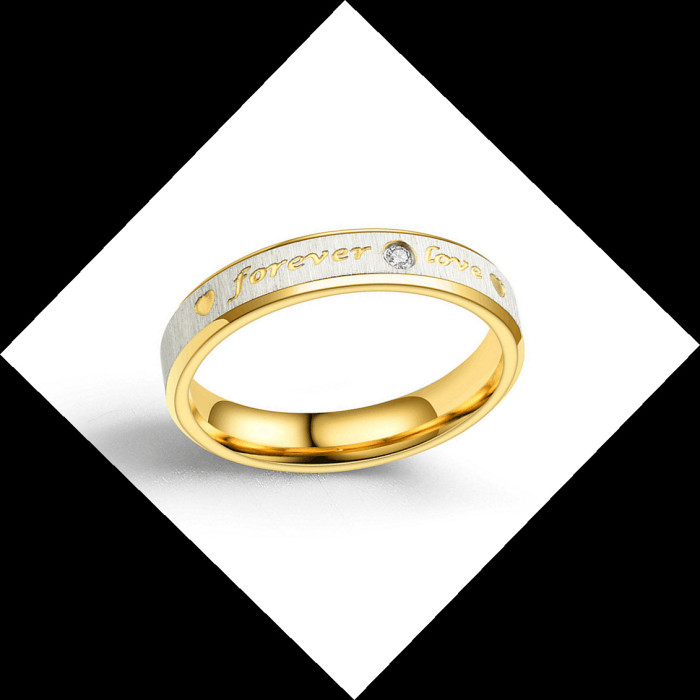 Forever LOVE  Engagement Rings Contemporary Stainless Steel Ring with Textured Finish - A Modern Twist on A Classic Style