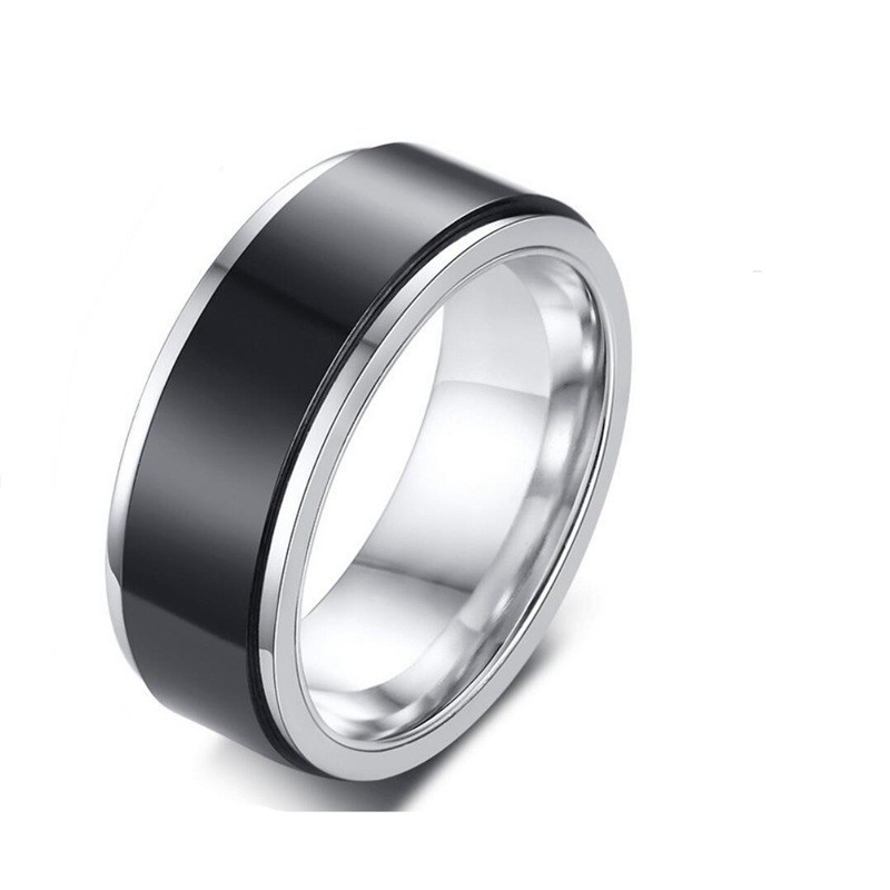 Rotating Ring Exquisite and Fashionable Men's Black Stainless Steel Ring, Ideal Gift for Him