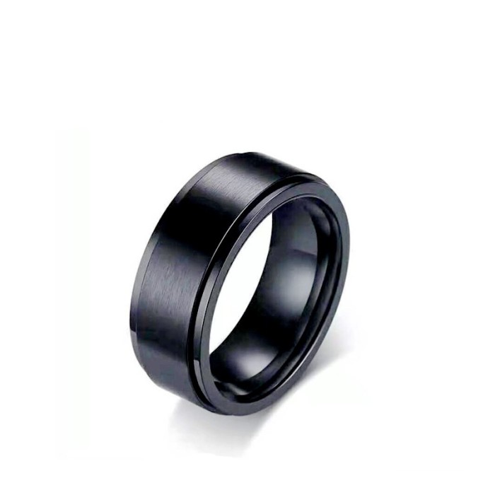 Rotating Ring Exquisite and Fashionable Men's Black Stainless Steel Ring, Ideal Gift for Him