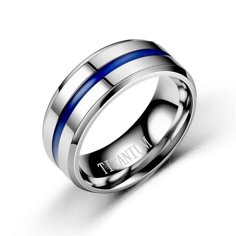 Blue titanium steel Durable Stainless Steel Ring with Comfort Fit Design - Ensuring Maximum Comfort
