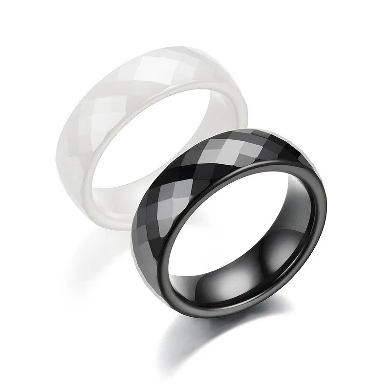 Ceramics Personalized Engraving and Modern Design: Unique Black Stainless Steel Ring for Men Women