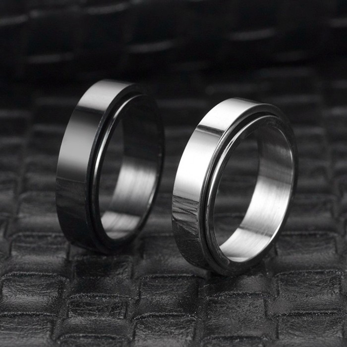 Rotation Timeless and Classic Black Stainless Steel Ring for Men, Perfect for Any Occasion