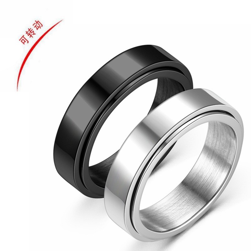 Rotation Timeless and Classic Black Stainless Steel Ring for Men, Perfect for Any Occasion