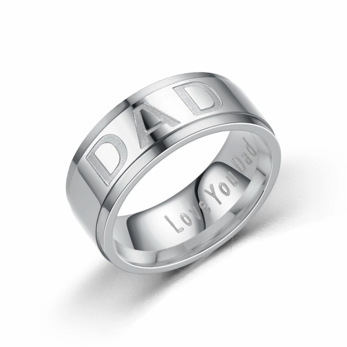 Father's Day Gift Dad Ring Personalized Stainless Steel Ring with Name or Date Engraving - A Truly Unique and Personal Gift