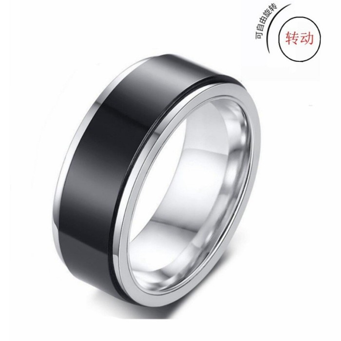 Rotating Ring Exquisite and Fashionable Men's Black Stainless Steel Ring, Ideal Gift for Him
