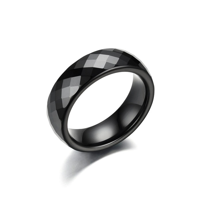 Ceramics Personalized Engraving and Modern Design: Unique Black Stainless Steel Ring for Men Women