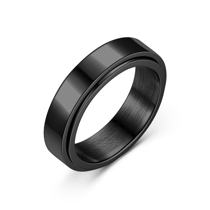 Rotation Timeless and Classic Black Stainless Steel Ring for Men, Perfect for Any Occasion