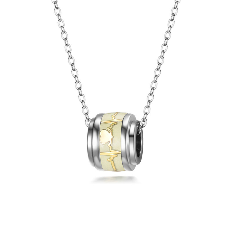 Simple Rose Gold Titanium Steel Necklace Women's Necklace with Luminous Creative Love Circle Pendant