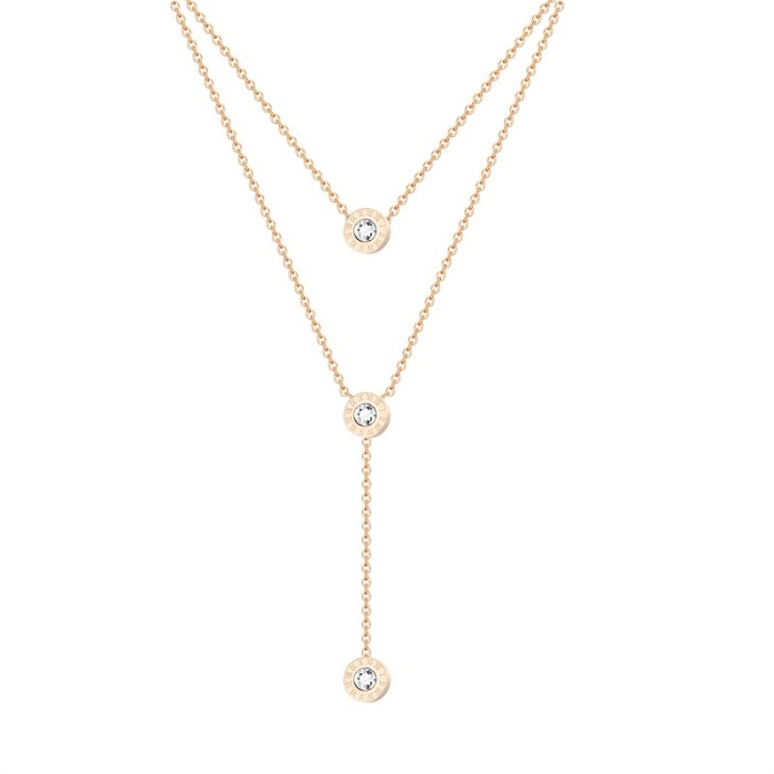 Trendy Rose Gold Multi-layer Necklace for Women with Roman Numerals