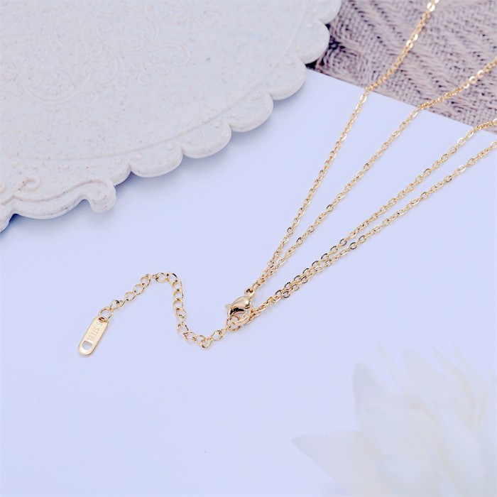 Trendy Rose Gold Multi-layer Necklace for Women with Roman Numerals