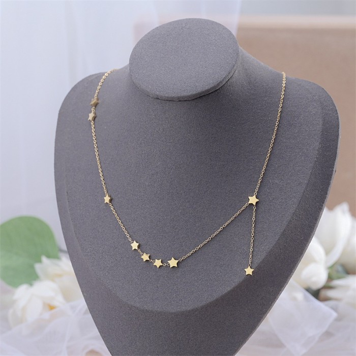 Elegant Rose Gold Women's Necklace Star Titanium Necklace