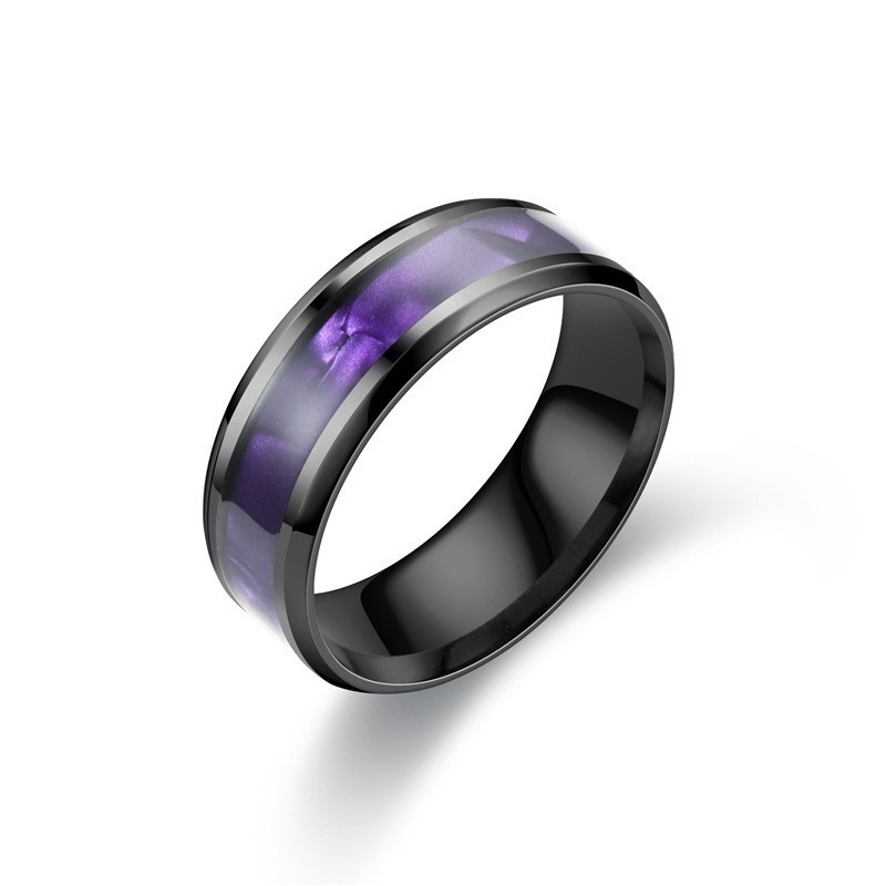 Black Elegant Men's Stainless Steel Ring with Engraved Floral Design - A Great Gift for The Romantic Man