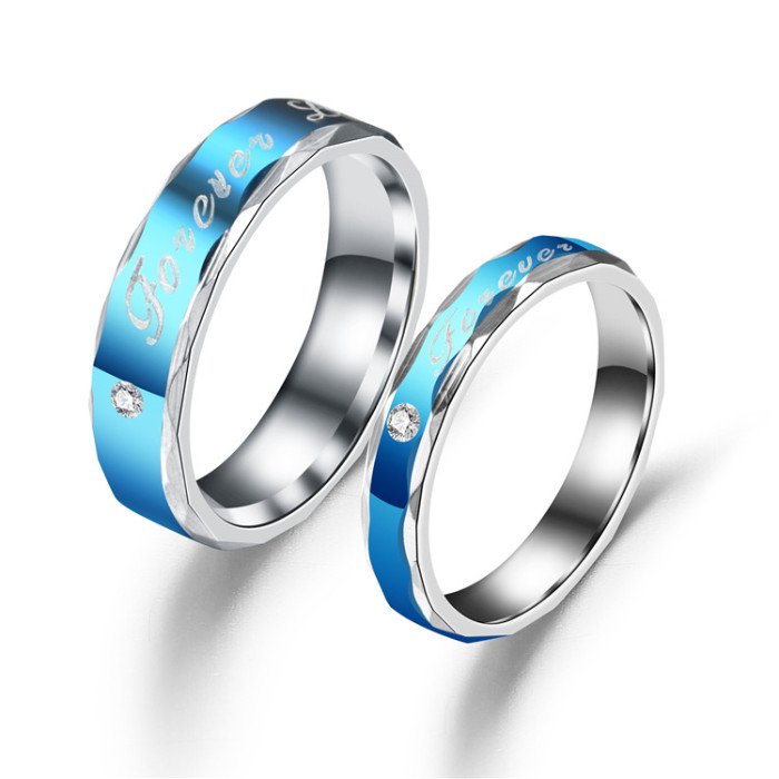 Cool Men's Stainless Steel Ring with Engraved Forever Love Women