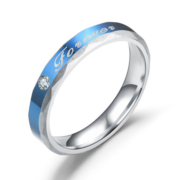 Cool Men's Stainless Steel Ring with Engraved Forever Love Women