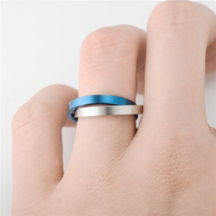 Minimalist Double Ring Stainless Steel Men's Ring with Polished Finish - Ideal for Everyday Wear