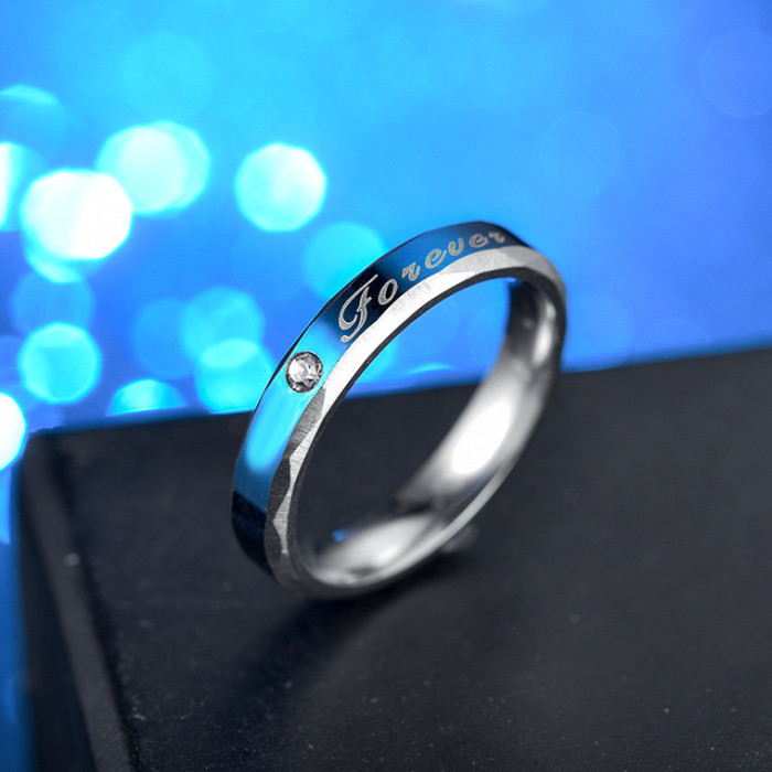 Cool Men's Stainless Steel Ring with Engraved Forever Love Women