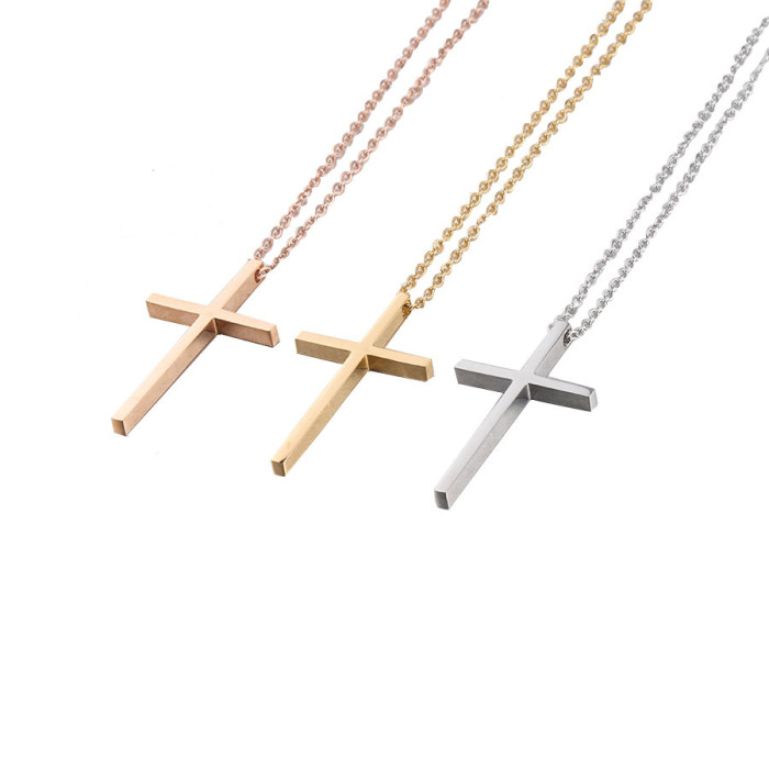 Stainless Steel Hip-hop Trendy Cross Necklace