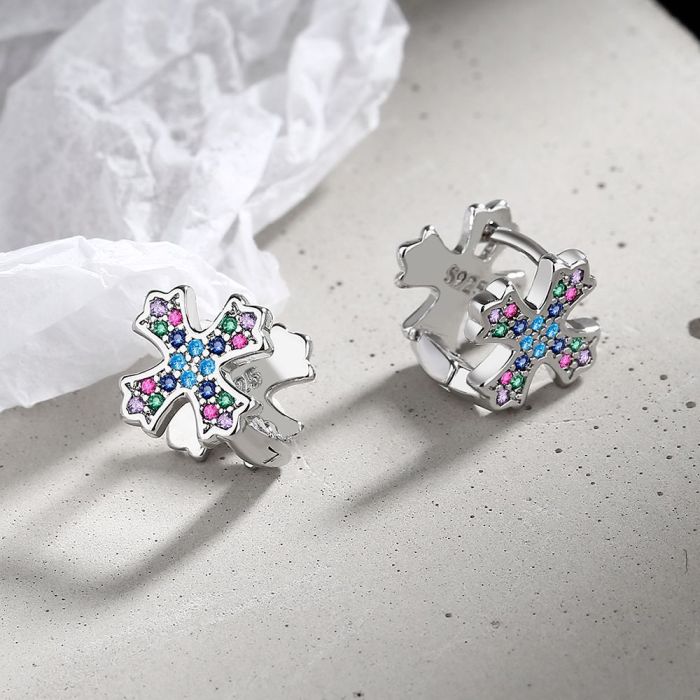 Diamond Cross Earrings for Women Vintage Unique Design Hip hop Earring