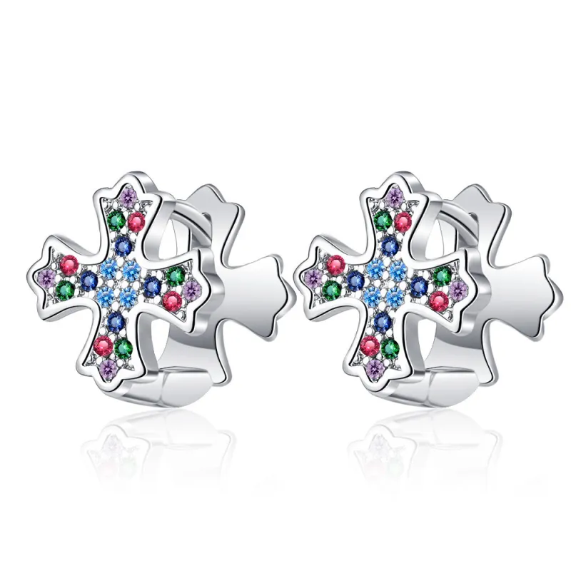 Diamond Cross Earrings for Women Vintage Unique Design Hip hop Earring