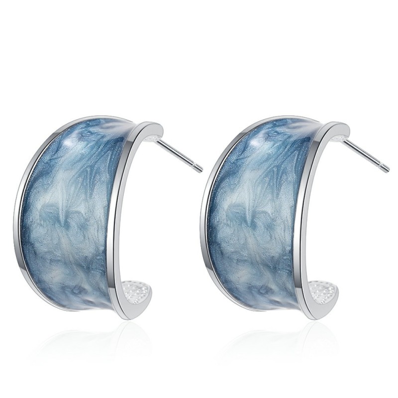 Vintage Blue Earrings Temperament Hopp Earrings  Women