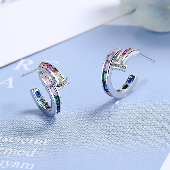 Rainbow Earrings Fashion Girls Cute Stud Earrings Women 987