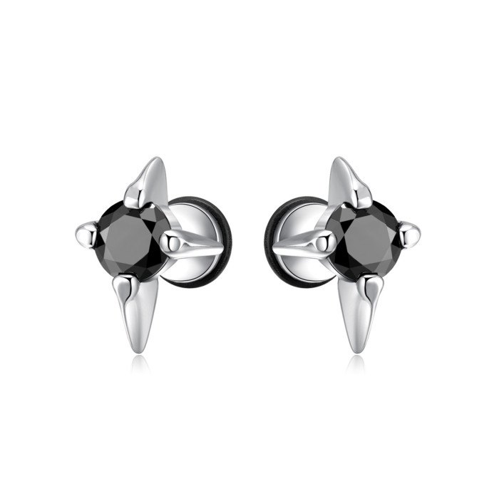 Personalized Stainless Steel Men's Earrings Vintage Titanium Steel Starburst Earrings