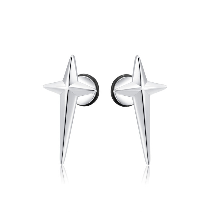 Cross Earrings Hip-hop Stainless Steel Star Stud Earrings for Men