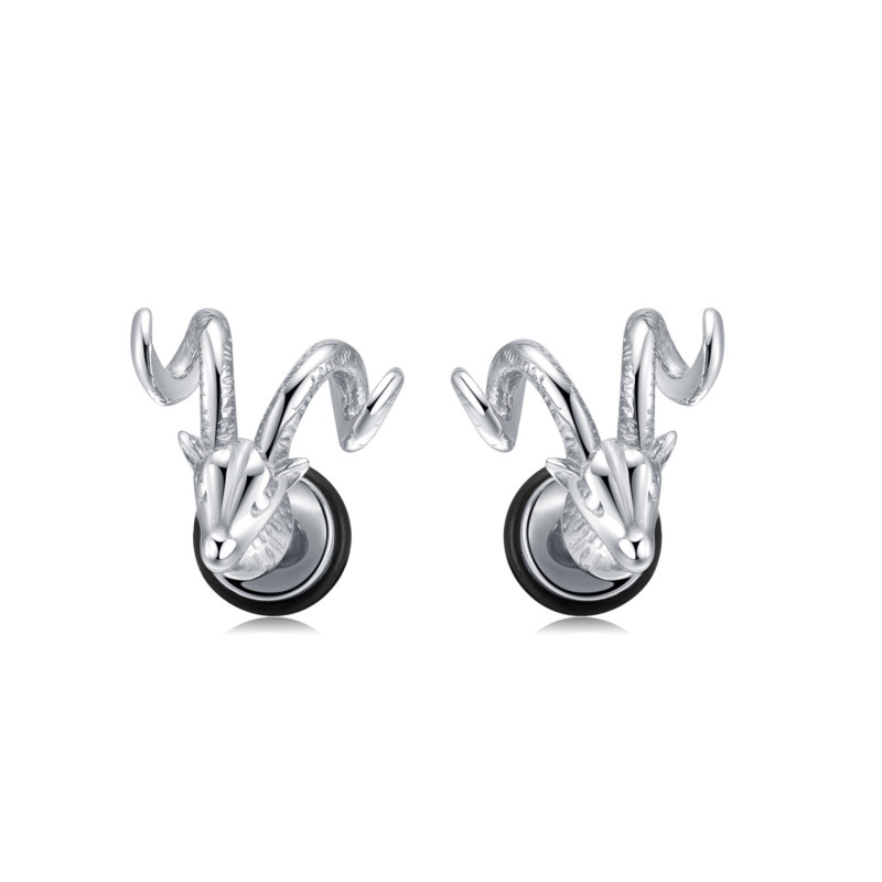 Titanium Steel Sheep Head Earrings Wholesale Stainless Steel Stud Earrings Men