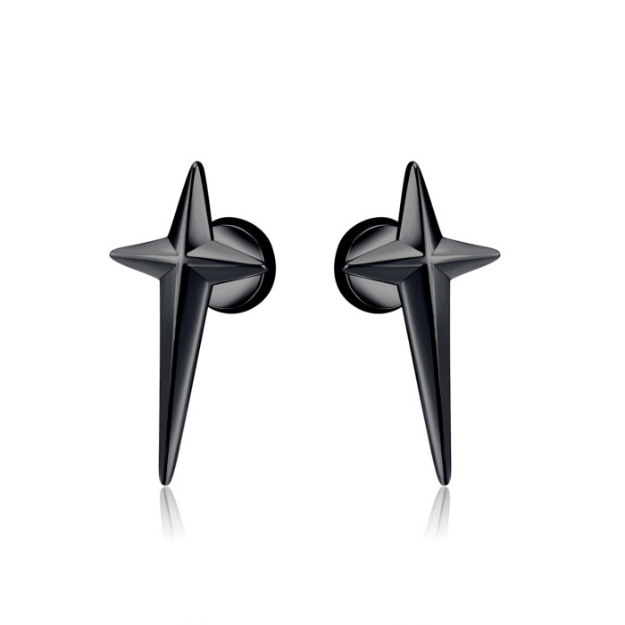 Cross Earrings Hip-hop Stainless Steel Star Stud Earrings for Men
