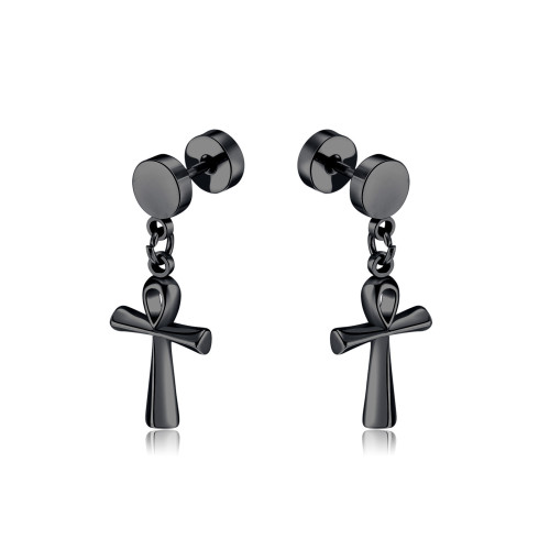 Titanium Steel Cross Simple Stainless Steel Earrings for Men Women