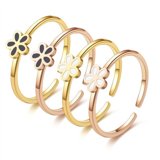 Daisy Flower Titanium Ring for Women