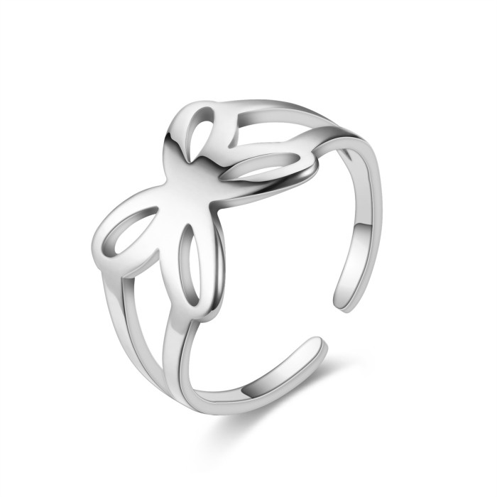 Creative Simplicity Titanium Steel Butterfly Adjustable Ring