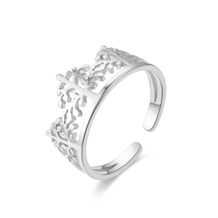 Adjustable Titanium Steel Ring Creative Crown Tree Stainless Steel Couple Ring
