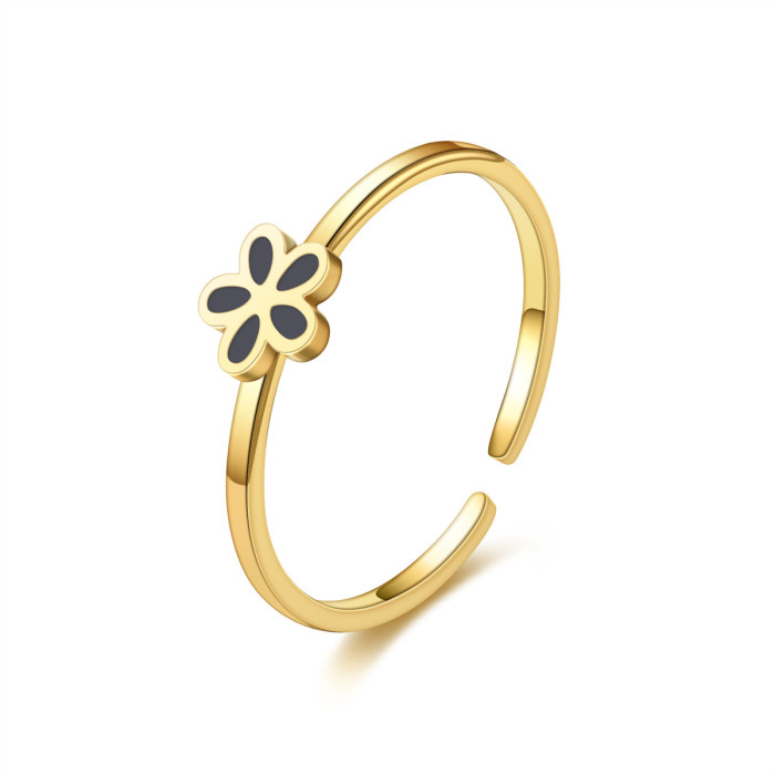 Daisy Flower Titanium Ring for Women