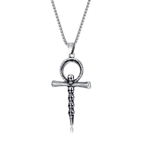 Personalized Titanium Steel Cross Pendants for Men with Skull Necklace
