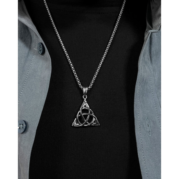 Vintage Irish Celtic Knot Pendant Fashion Stainless Steel Necklace for Men