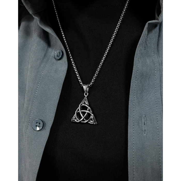 Vintage Irish Celtic Knot Pendant Fashion Stainless Steel Necklace for Men