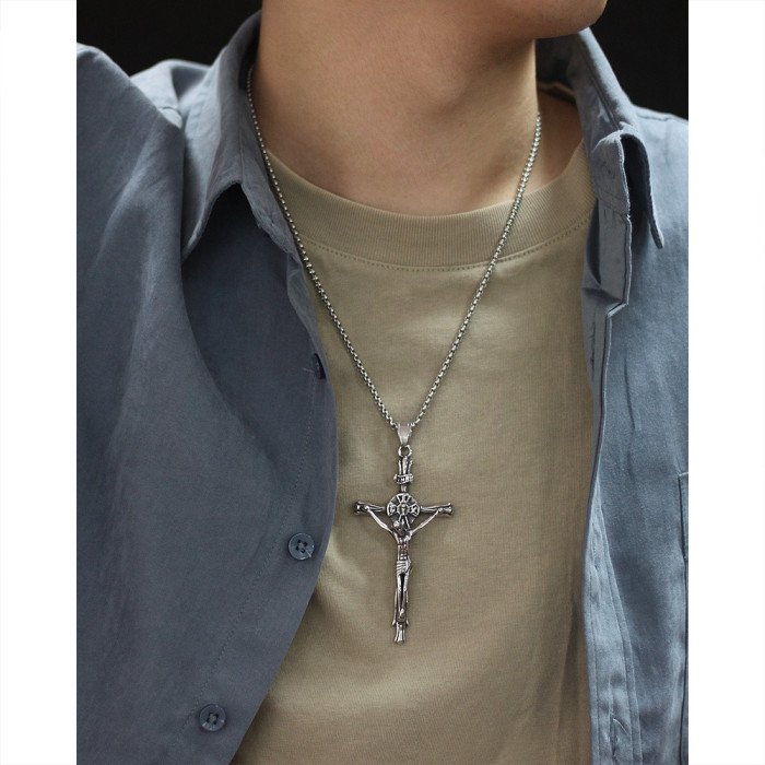 Crucifix Pendant Personalized Stainless Steel Necklace for Men