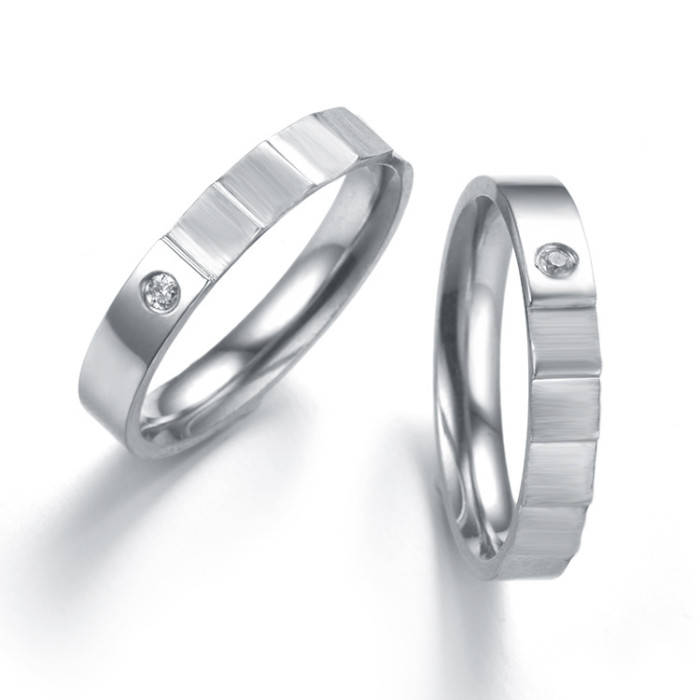 Personalized Creative Stainless Steel Couple Diamond Ring for Women