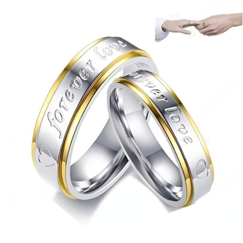 Simple Titanium Steel Forever Love Titanium Steel Couple Ring