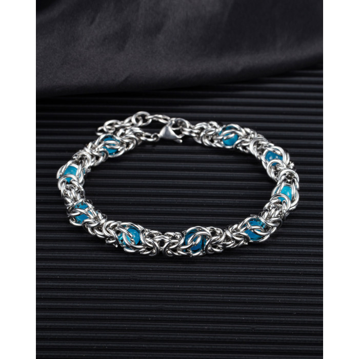 Steel Hand Jewelry Premium Blue Resin Stone Bracelet for Men